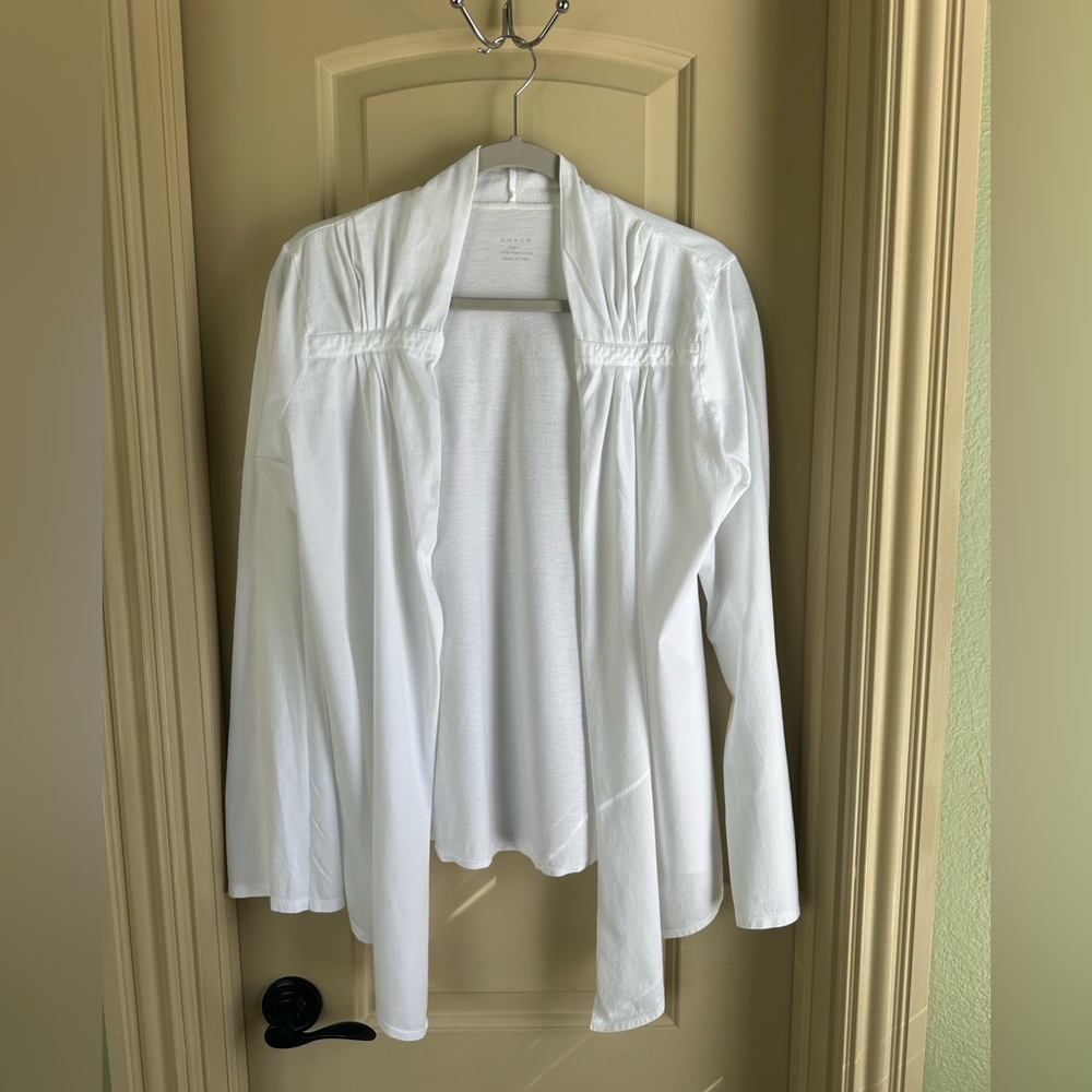 Women’s Grace Open Front Knit Cardigan; White; Size L
